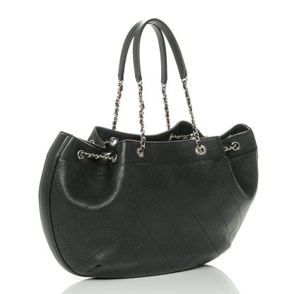 Chanel Grained Calfskin Stitched Accordion Shoulder Bag Black 3 of 7