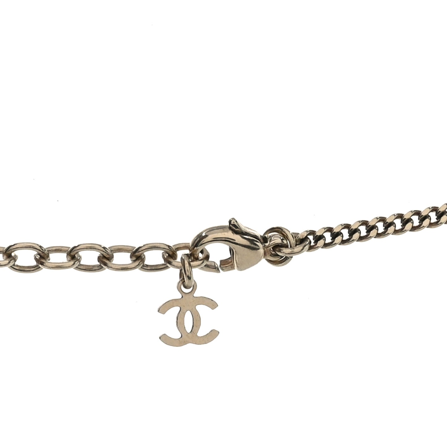 Enamel Pearl CC Charms Pendant Necklace Black White Gold