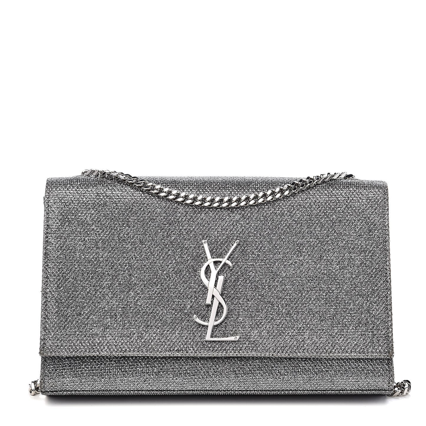Metallic Canvas Woven Medium Classic Monogram Kate Satchel Silver