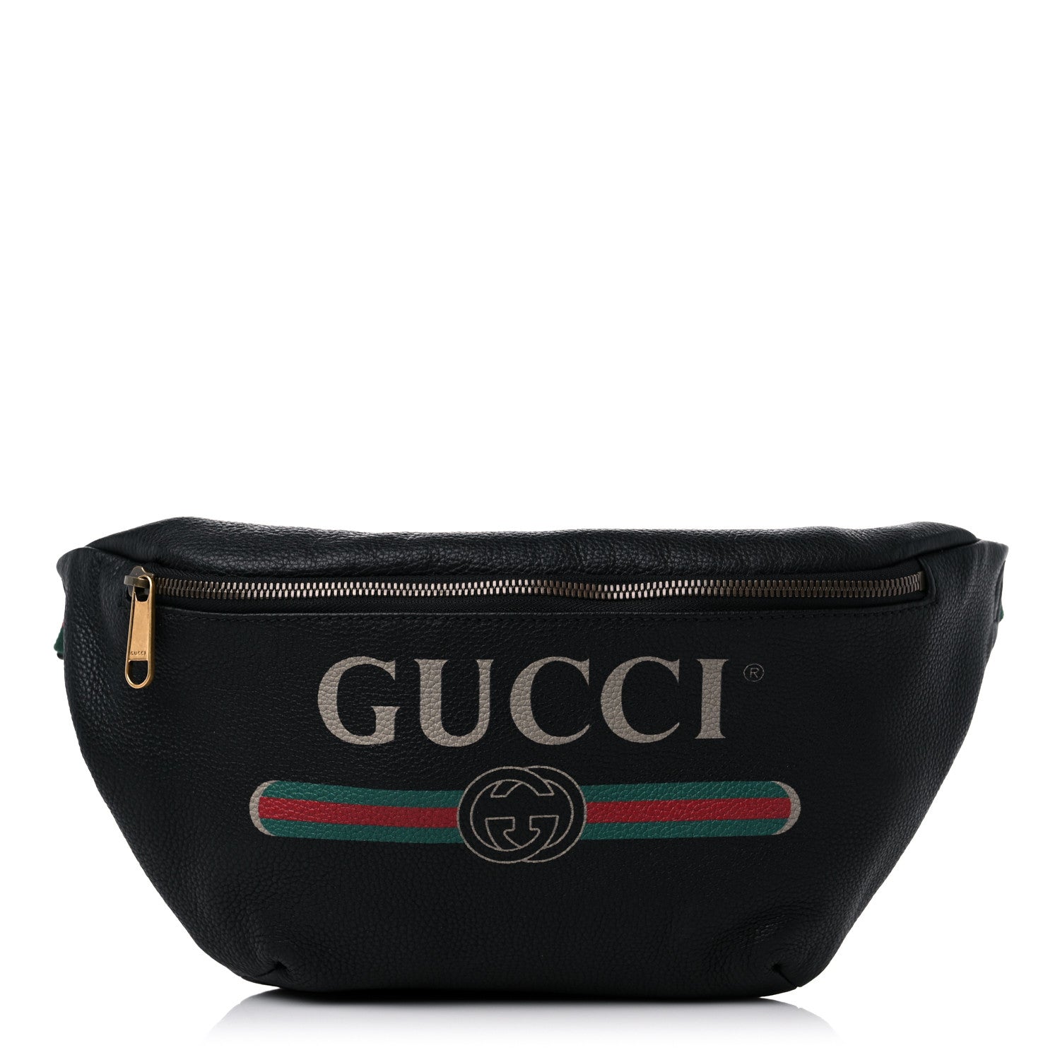 Gucci Grained Calfskin Logo Belt Bag Black 1 of 9