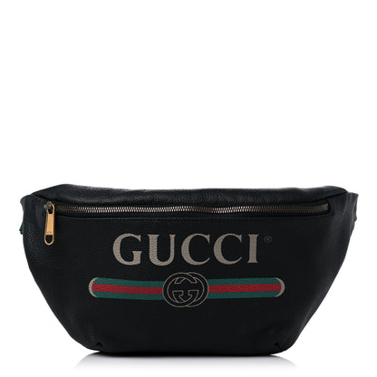 Gucci Grained Calfskin Logo Belt Bag Black 1 of 9