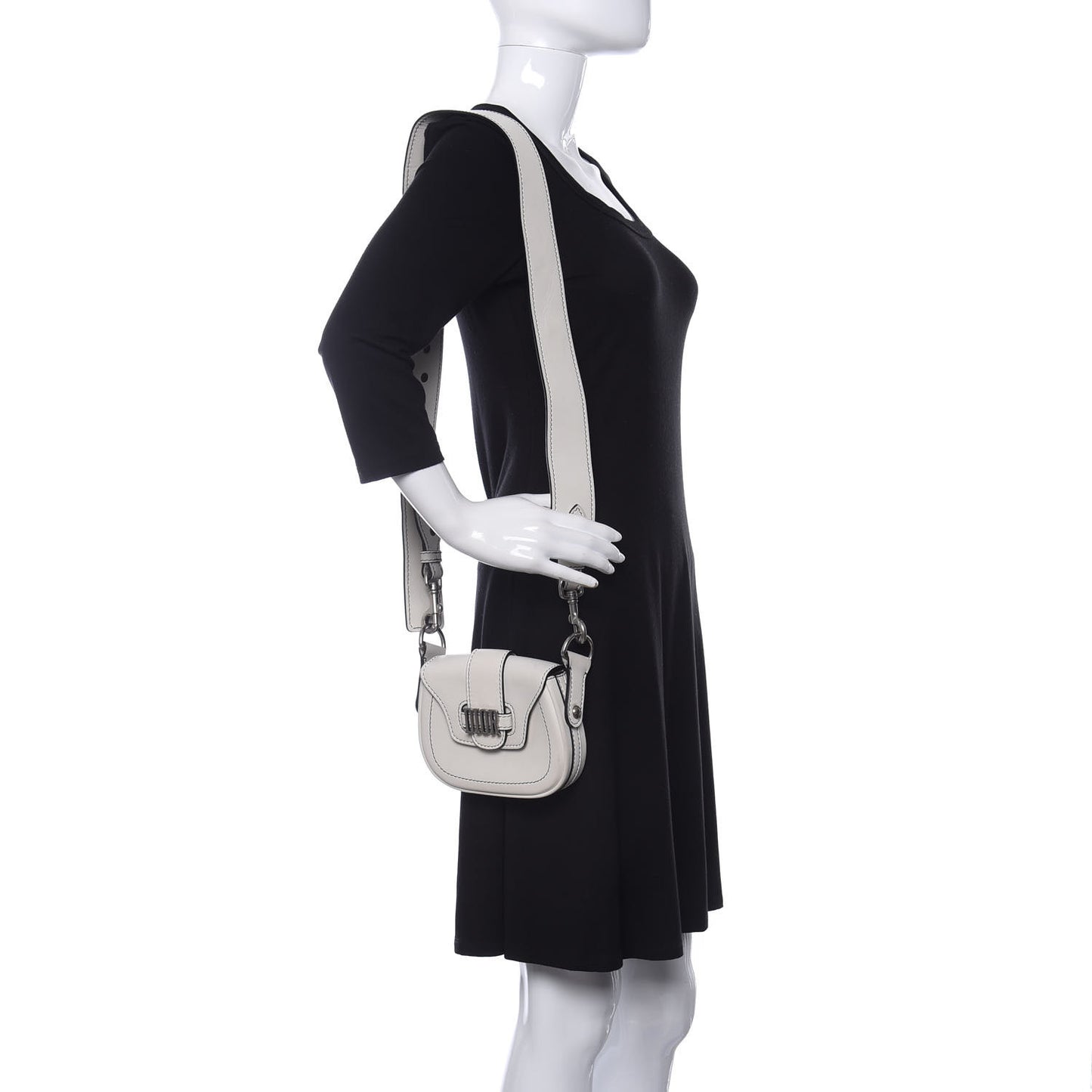 Calfskin Mini D Fence Saddle Bag White