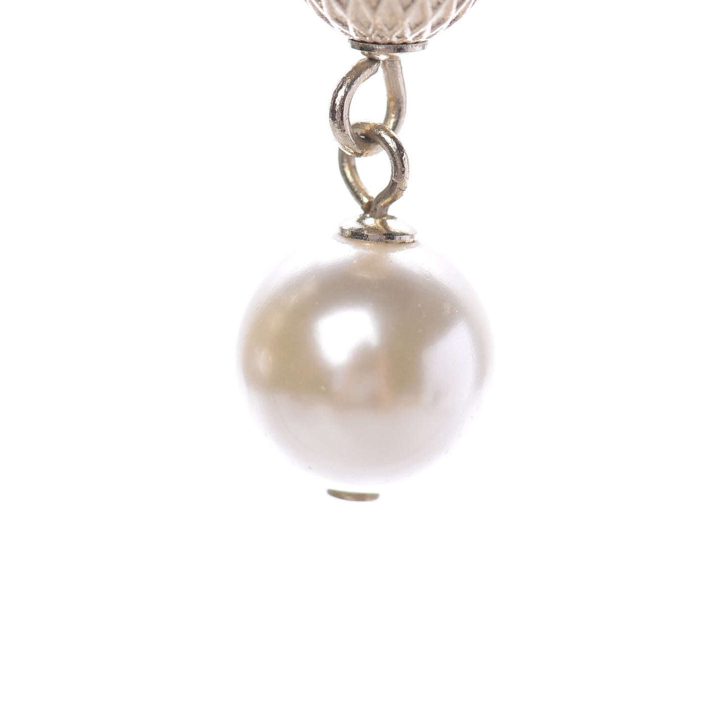 Pearl Crystal CC Drop Earrings Gold