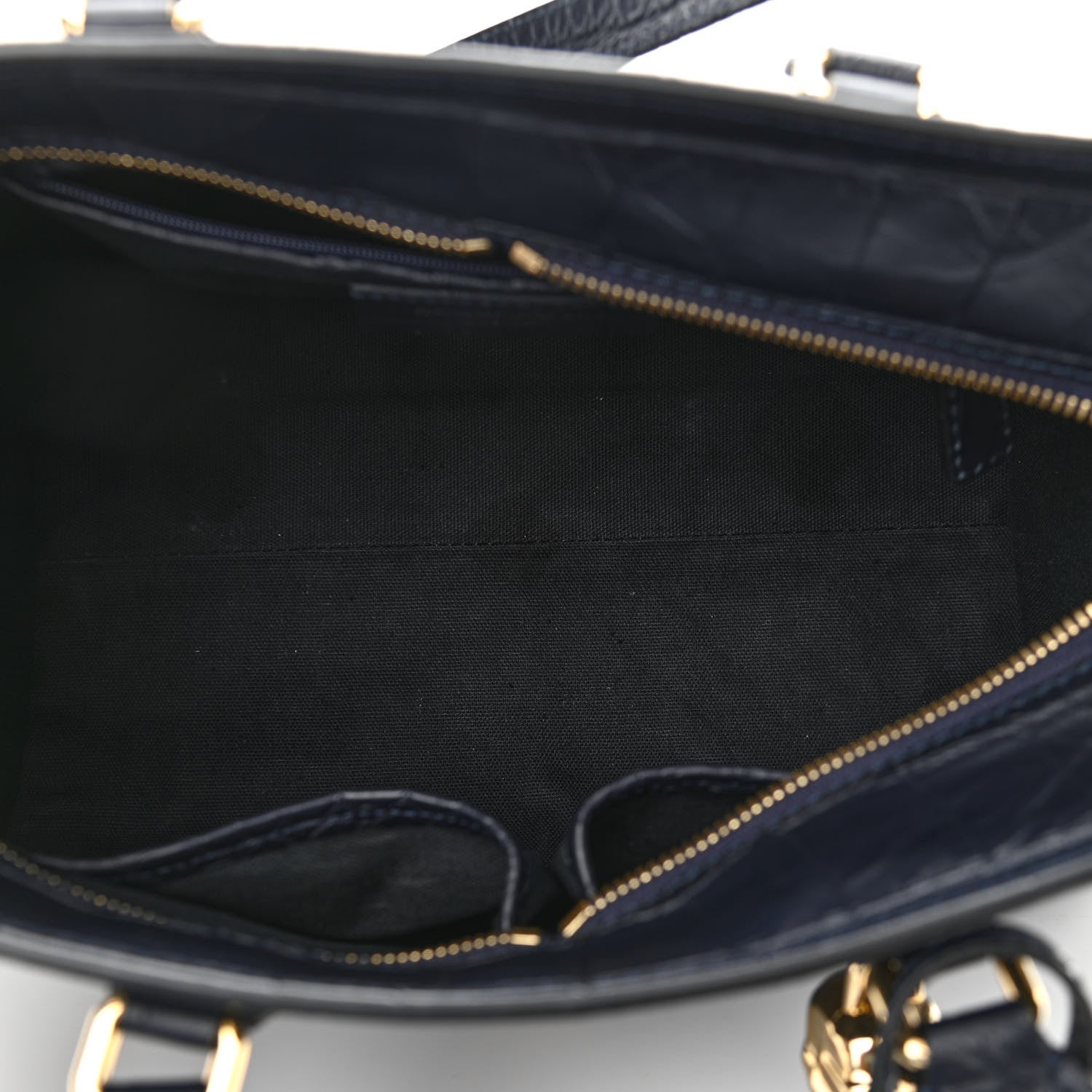Alexander McQueen Calfskin Crocodile Embossed Small Skull Padlock Zip Around Tote Navy Blue 6 of 12