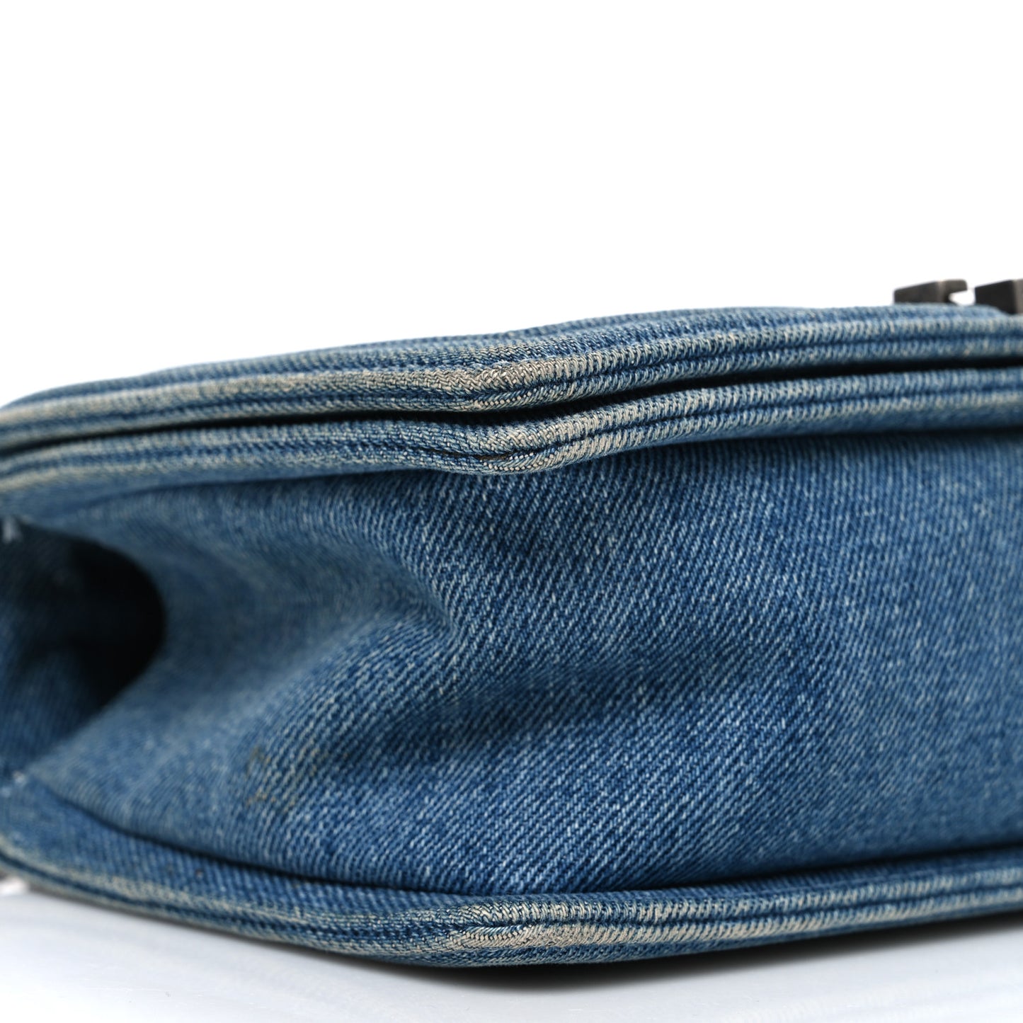 Denim Quilted Medium Boy Flap Blue