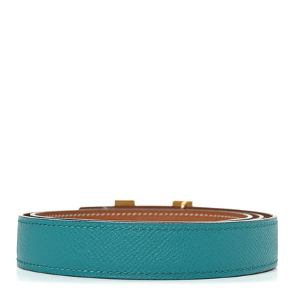 Hermes Swift Epsom 24mm Mini Constance H Belt 80 32 Bleu Paon Gold 2 of 6