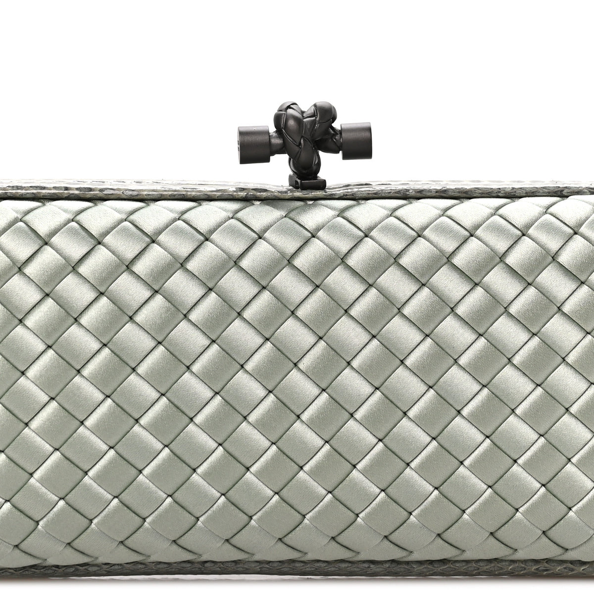 Satin Intreccio Impero Ayers Stretch Knot Clutch  Light Green