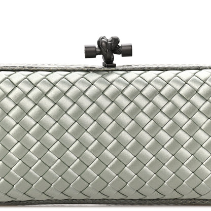Bottega Veneta Satin Intreccio Impero Ayers Stretch Knot Clutch  Light Green 7 of 7