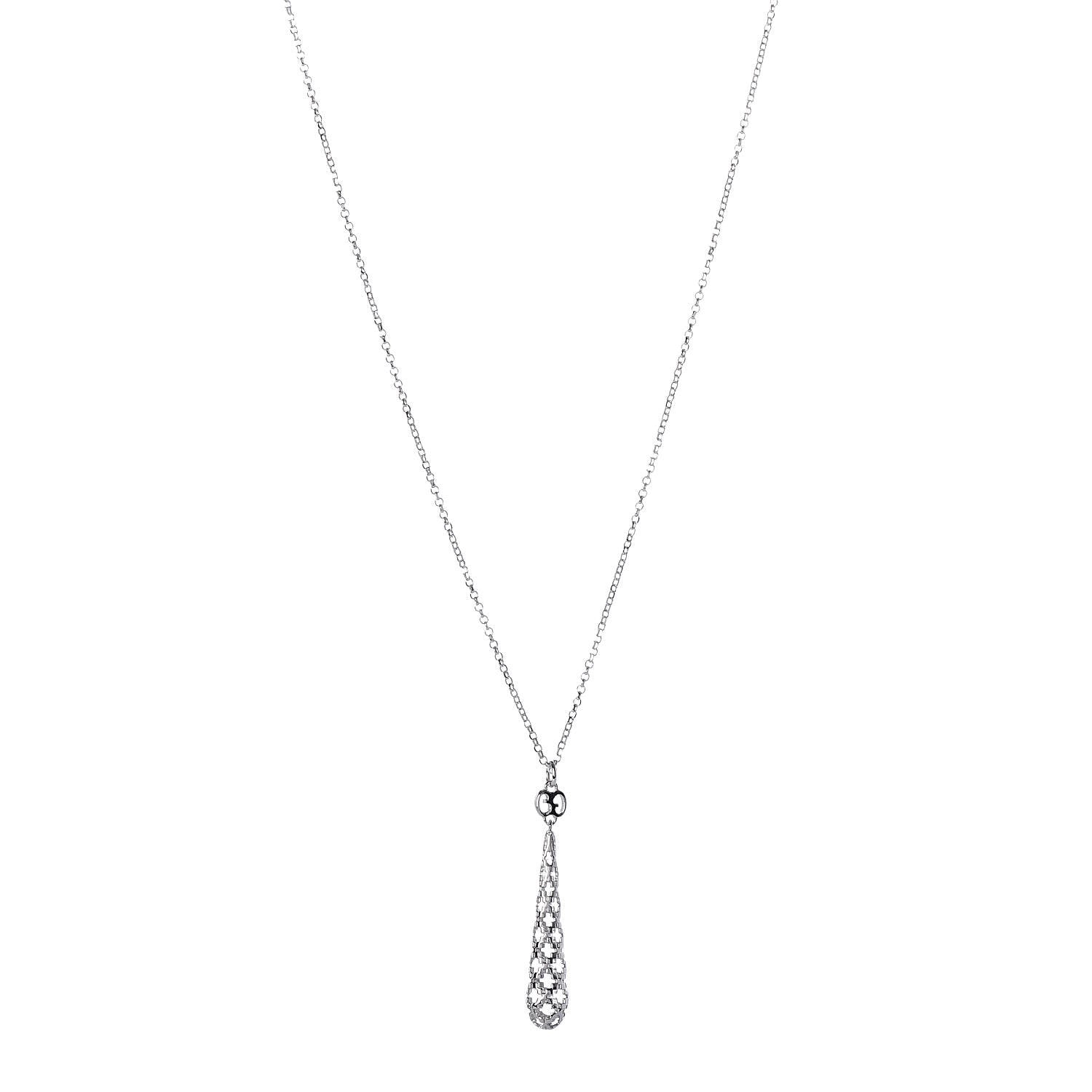 Gucci 18K White Gold Diamantissima Pendant Necklace 1 of 6