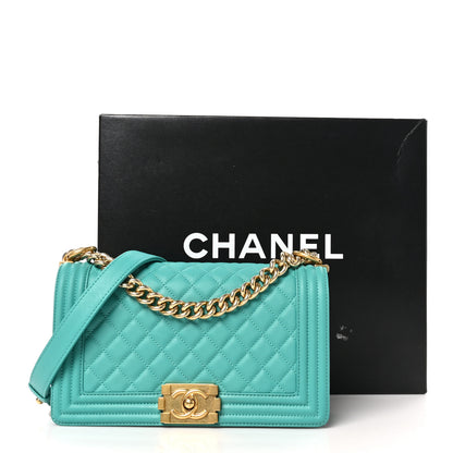 Chanel Calfskin Quilted Medium Boy Flap Turquoise 11 of 11