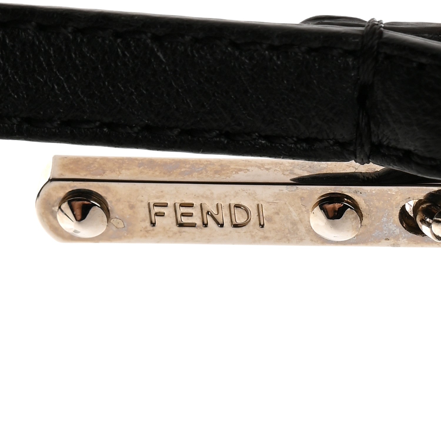 Fendi Lambskin Fox Fur Super Karlito Pom Pom Bag Charm Black White 3 of 4