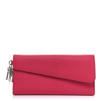 Christian Dior Bullcalf Diorissimo Long Wallet Fuchsia Sky Blue 1 of 11