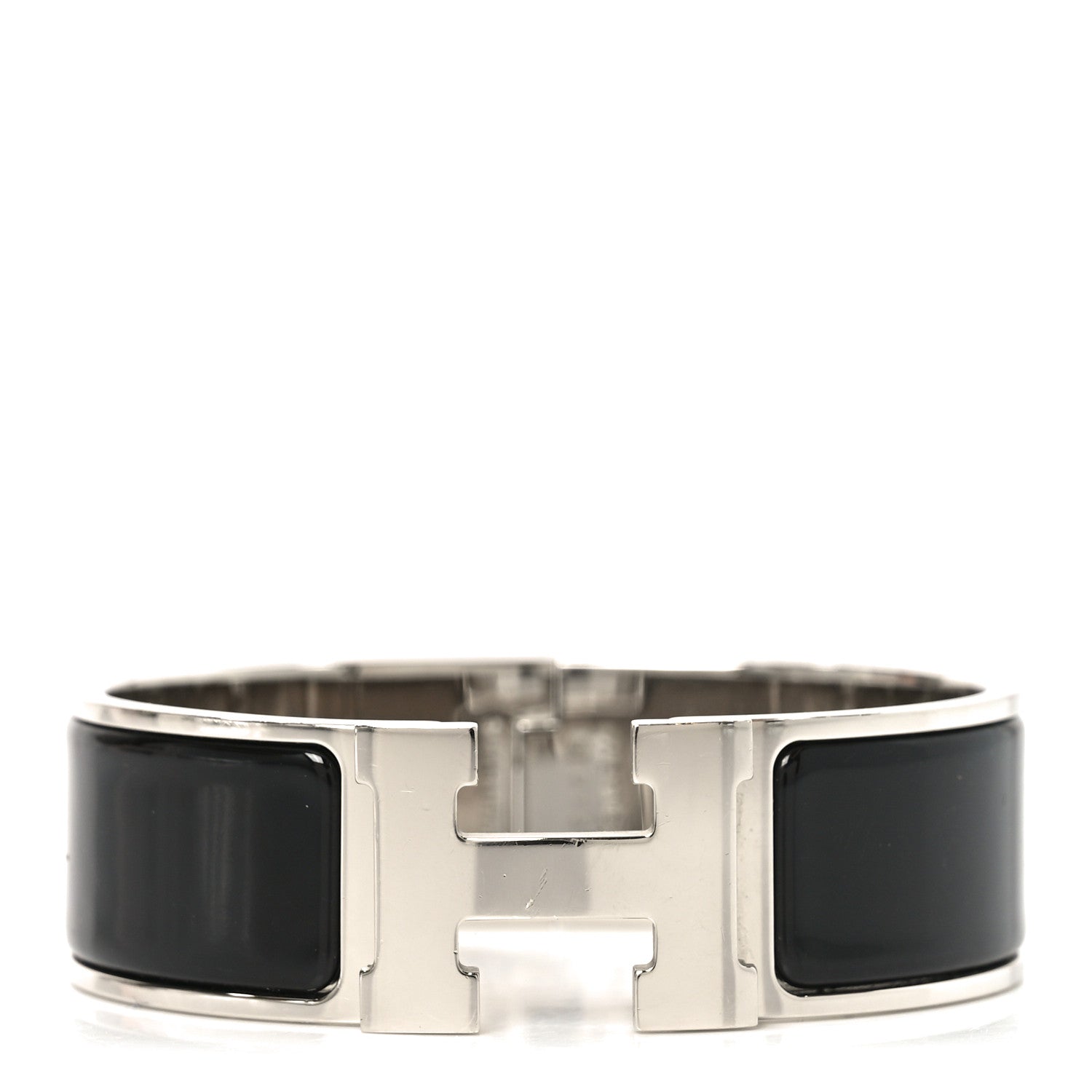 Hermes Enamel Clic Clac H Bracelet Wide GM Black 1 of 4