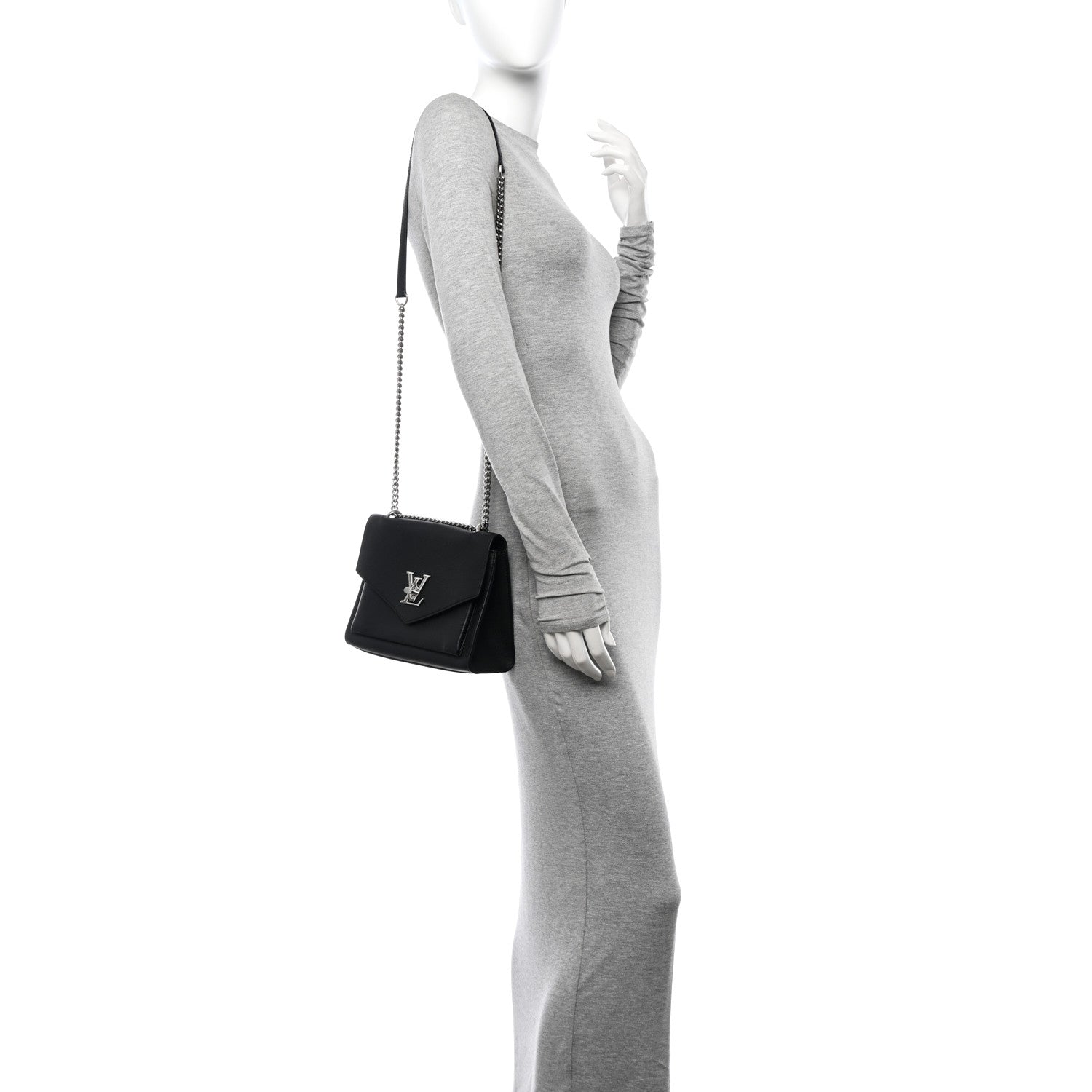 Louis Vuitton Soft Calfskin My Lockme Chain Bag BB Black 2 of 12