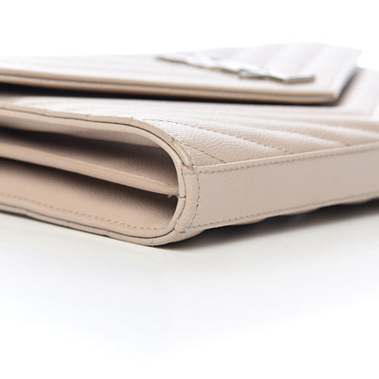 Saint Laurent Grain De Poudre Matelasse Chevron Monogram Chain Wallet Rose Poudre 8 of 11
