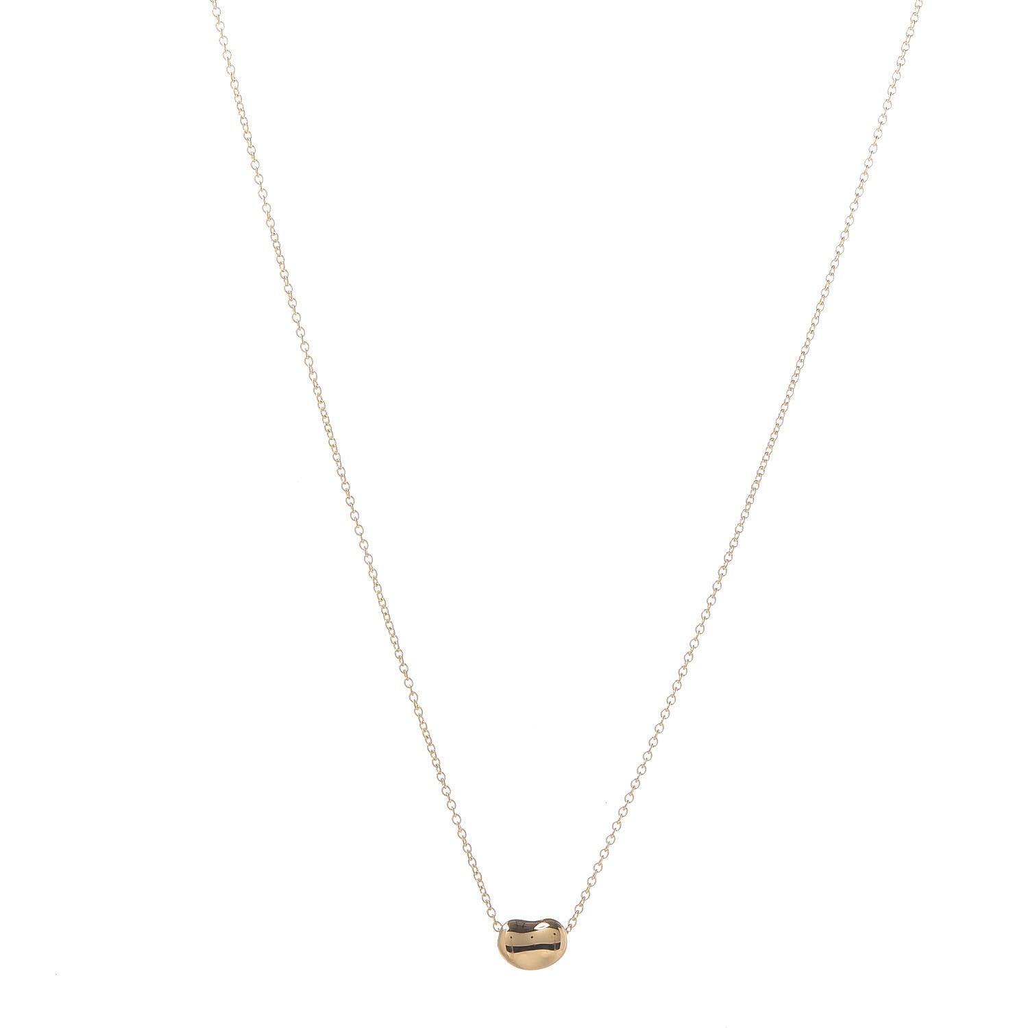 Tiffany 18K Yellow Gold 7mm Elsa Peretti Bean Pendant Necklace 1 of 5