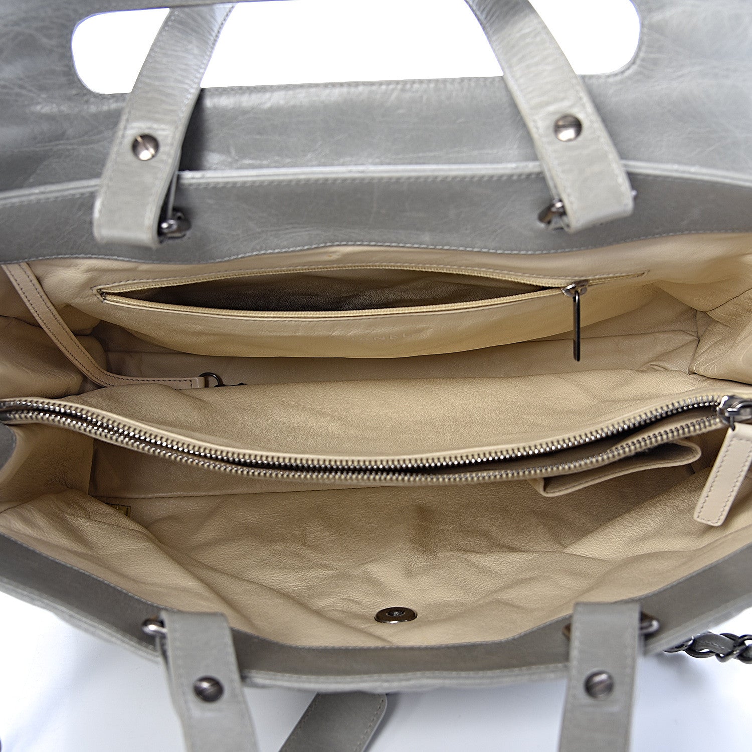 Chanel Glazed Calfskin Boy Satchel Flap Light Grey 5 of 13