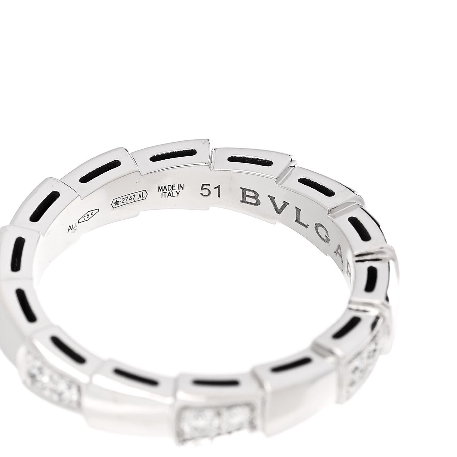 Bulgari 18K White Gold Diamond Serpenti Viper Band Ring 51 5.75 4 of 6