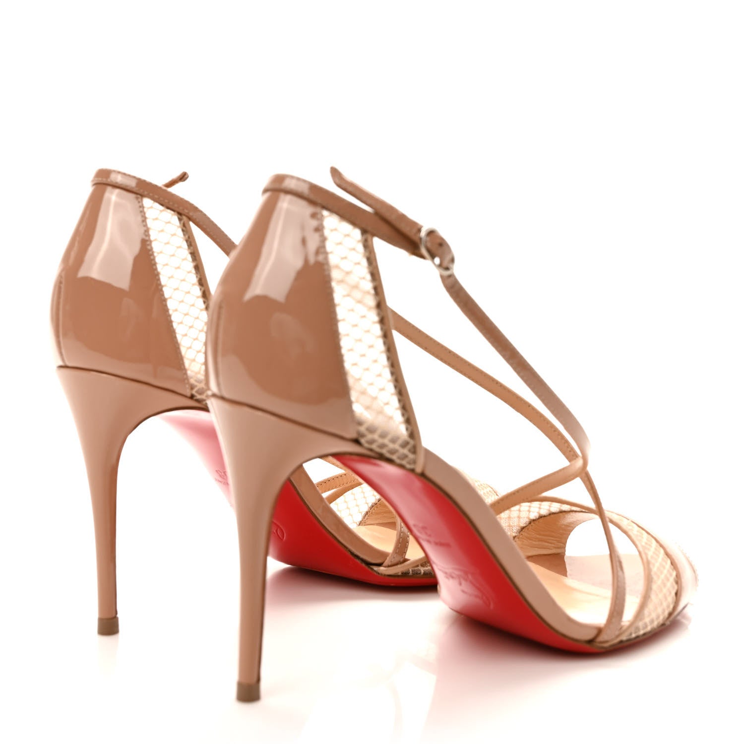 Christian Louboutin Patent Mesh Slikova Sandals Pumps 38 Nude 4 of 7