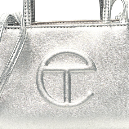 Telfar Metallic Vegan Leather Small Shopping Bag Silver 8 of 12