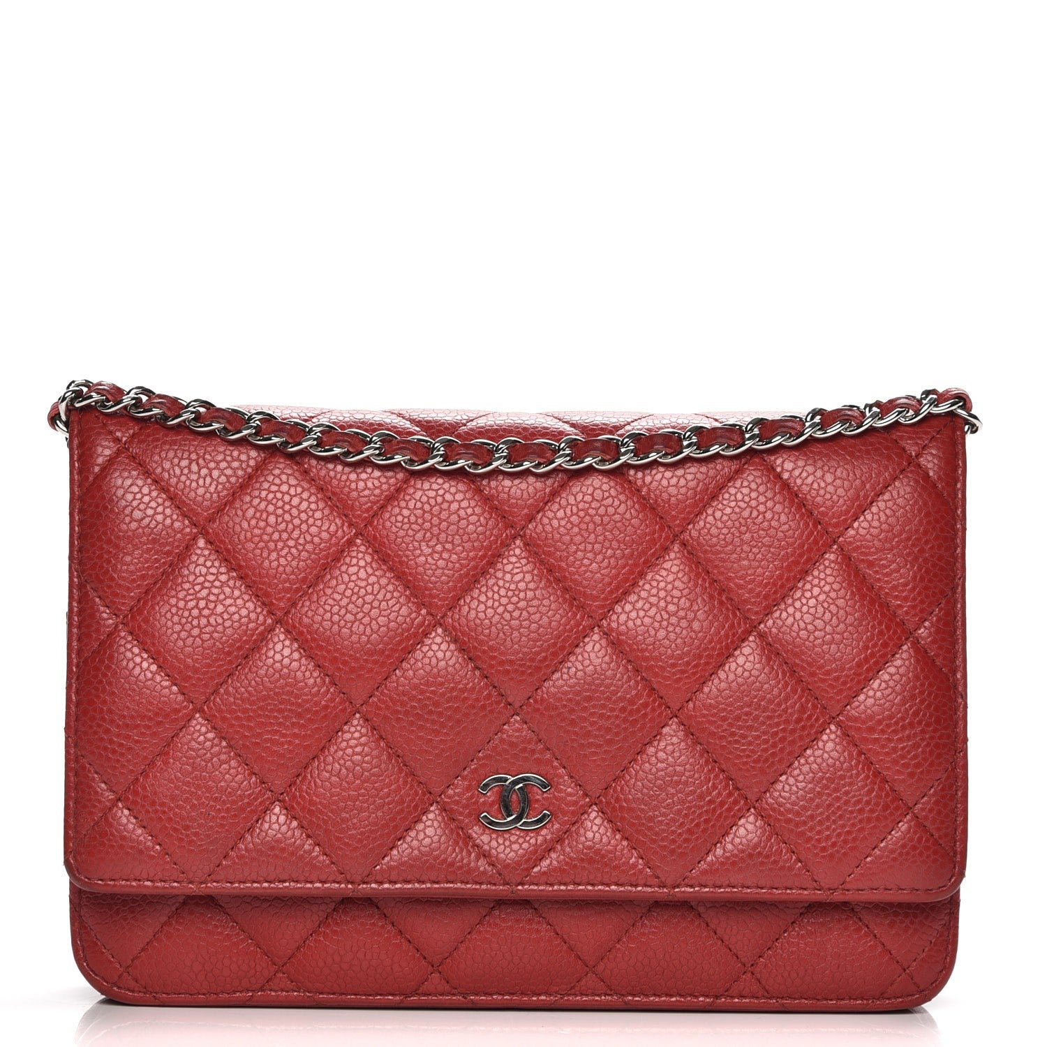 Chanel Caviar Quilted Wallet On Chain WOC Red 1 of 13