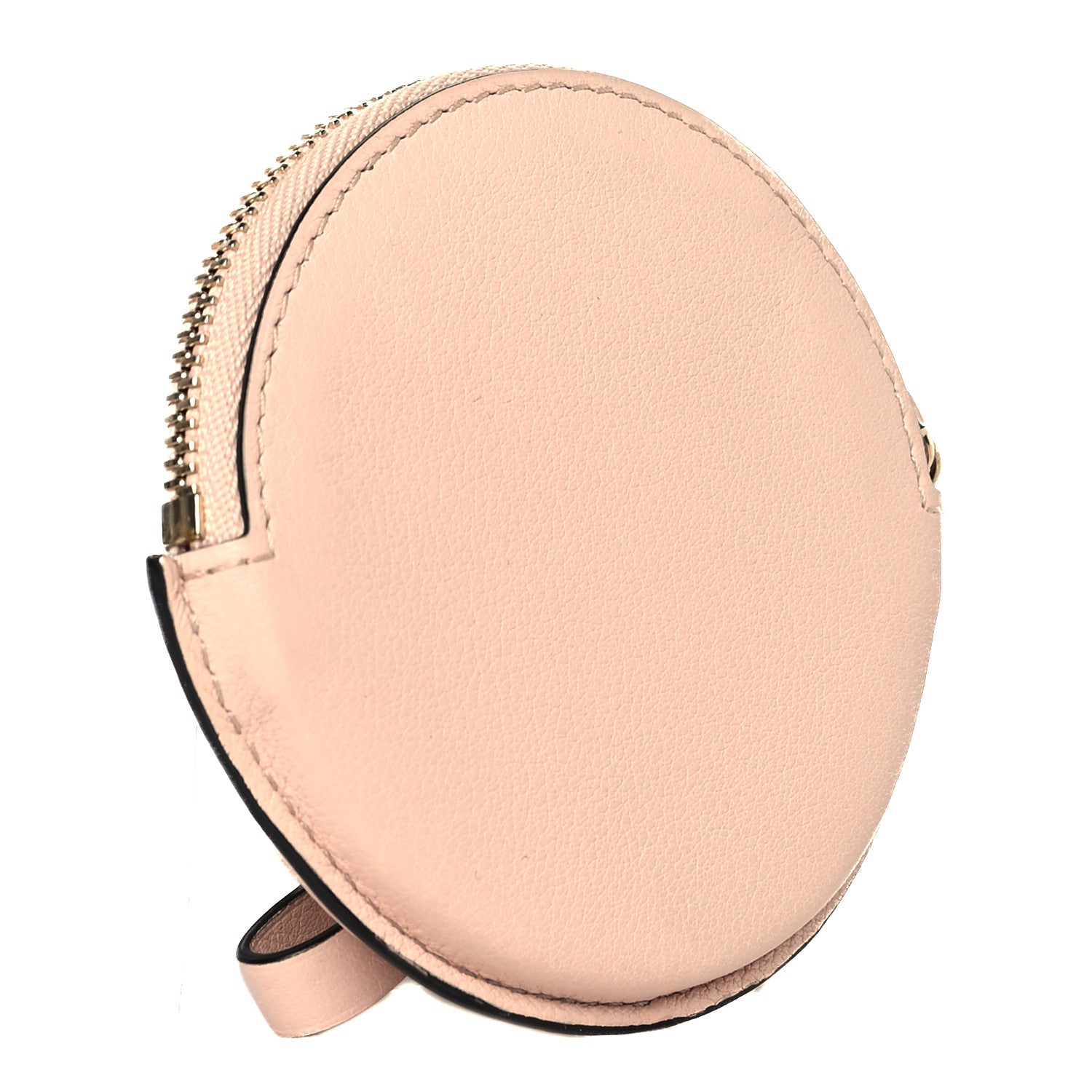Delvaux Grained Calfskin Visite Masquée Round Coin Purse Nude 3 of 7