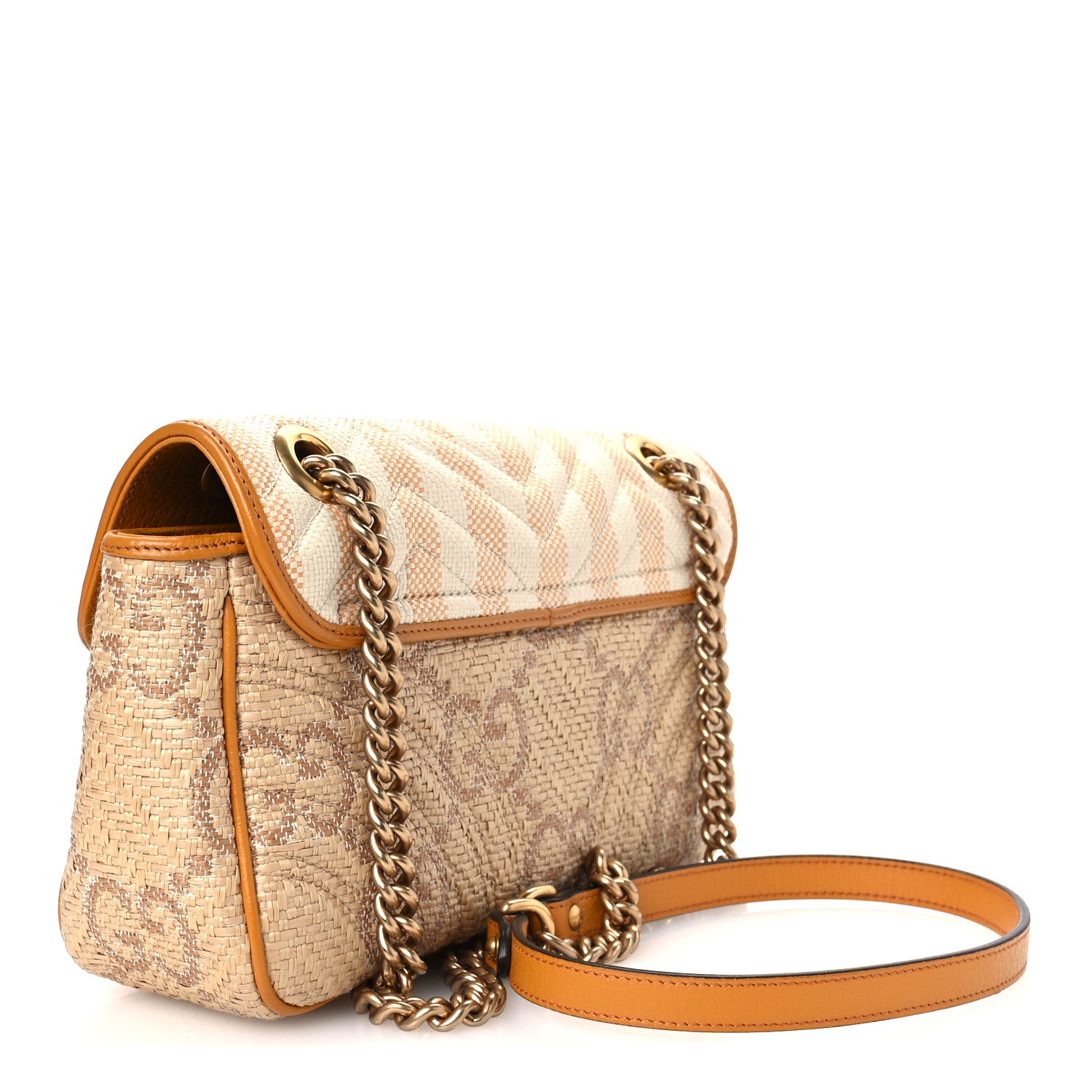 Gucci Raffia GG Monogram Matelasse Small GG Marmont Shoulder Bag Natural Beige Off White Sun Oil 3 of 11