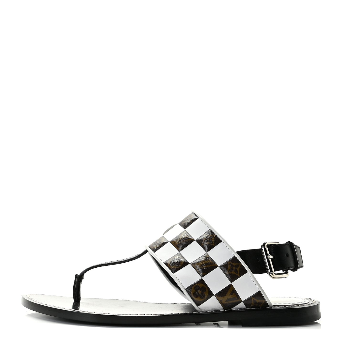 Monogram Calfskin Matchmake Flat Thong Sandals 36.5 Black