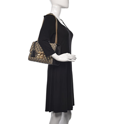 Gucci GG Supreme Monogram Bees Medium Padlock Shoulder Bag Beige Oro Black 2 of 12