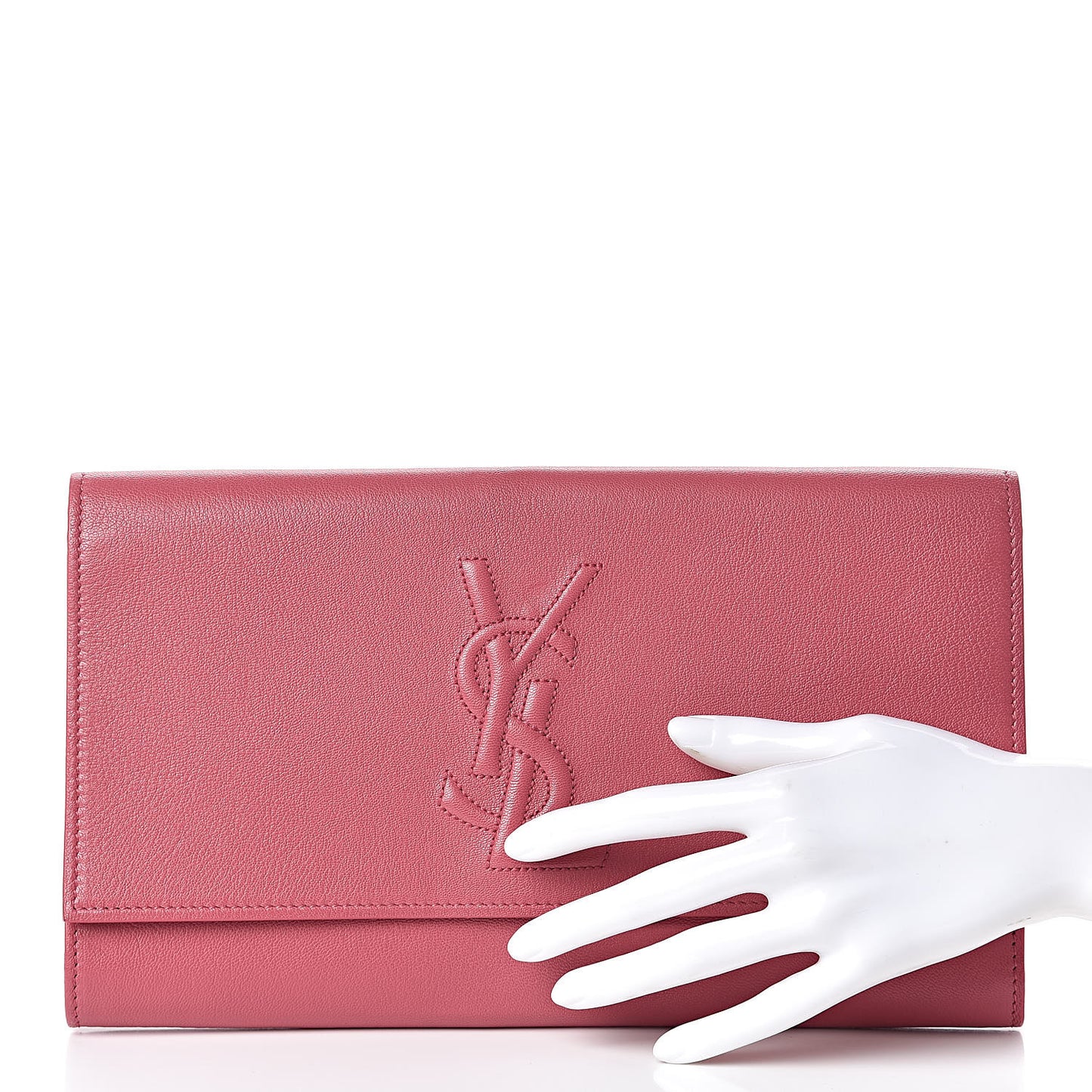 Calfskin Monogram Large Belle De Jour Clutch Pink