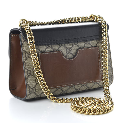 Gucci GG Supreme Monogram Calfskin Small Padlock Shoulder Bag Beige Black Cuir 3 of 11