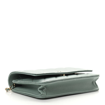 Chanel Caviar Quilted Wallet On Chain WOC Dark Green 4 of 12