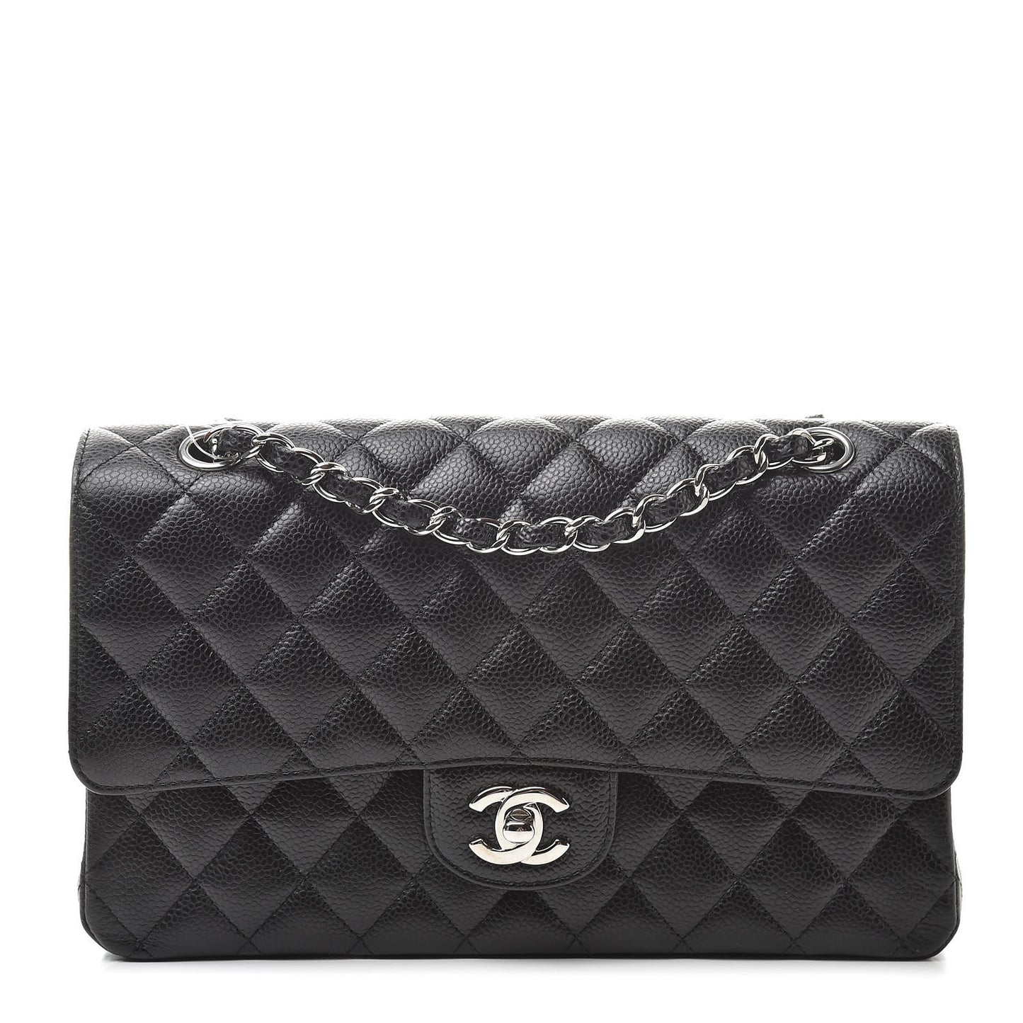 Caviar Quilted Medium Double Flap Black
