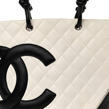 Chanel Calfskin Quilted Medium Cambon Tote White Black 8 of 16