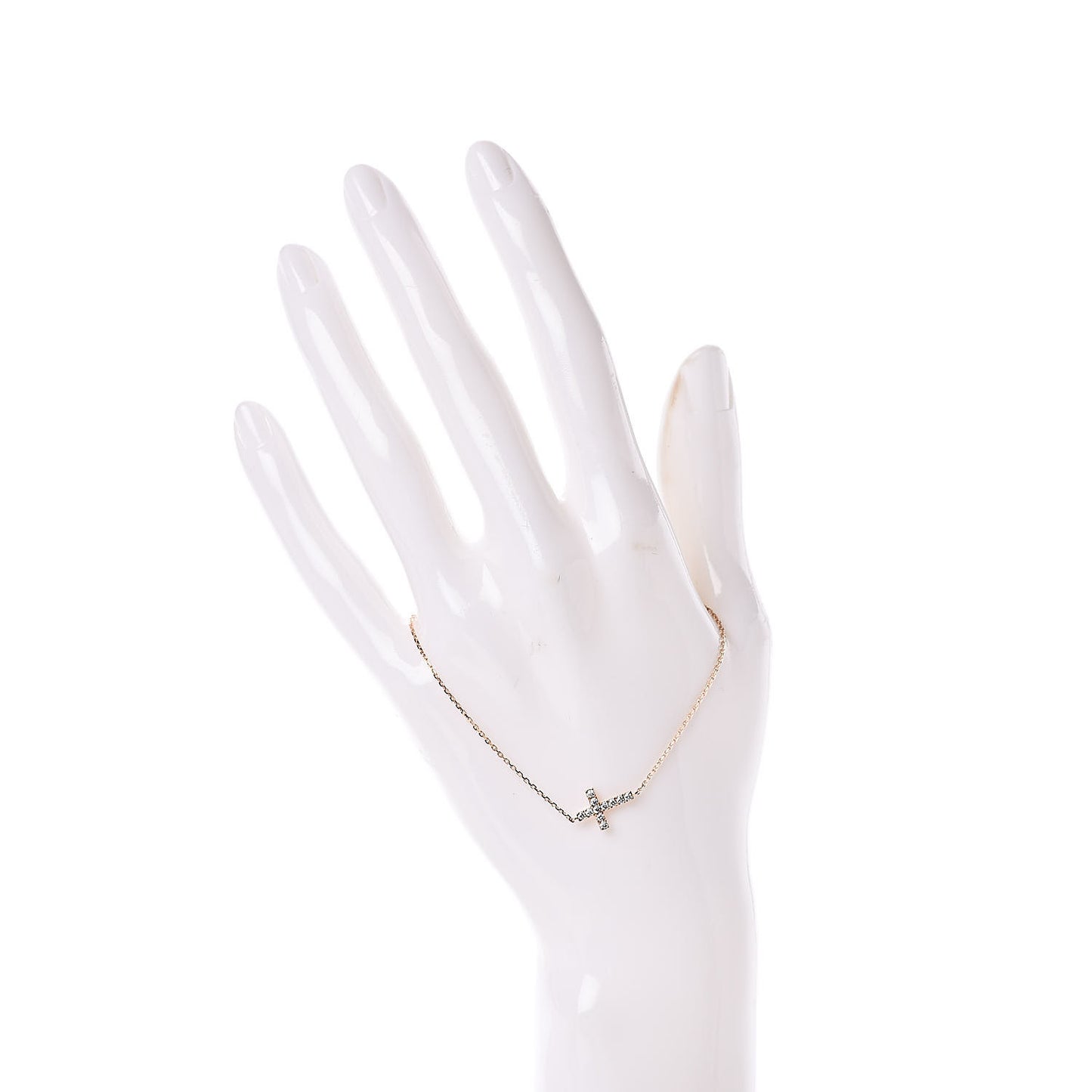 18K Pink Gold Diamond Symbols Cross Bracelet