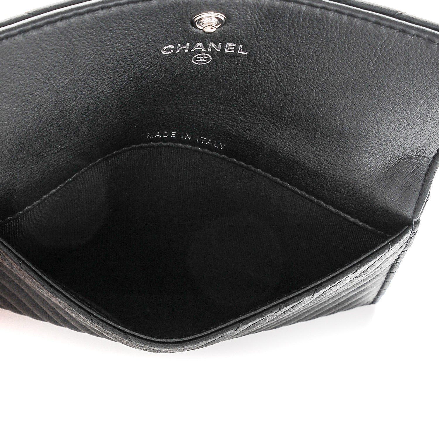 Chanel Calfskin Chevron Wallet On Chain WOC Insert Black 5 of 7