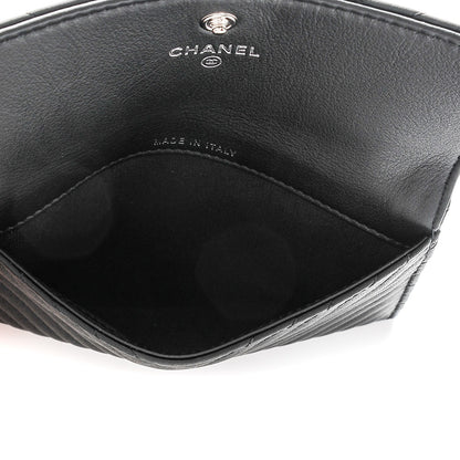Chanel Calfskin Chevron Wallet On Chain WOC Insert Black 5 of 7