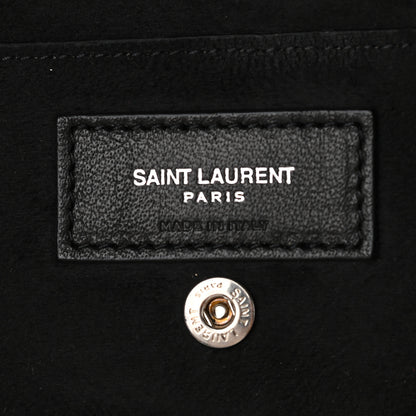 Saint Laurent Canvas Calfskin Teddy Drawstring Shopping Tote White Black 8 of 12