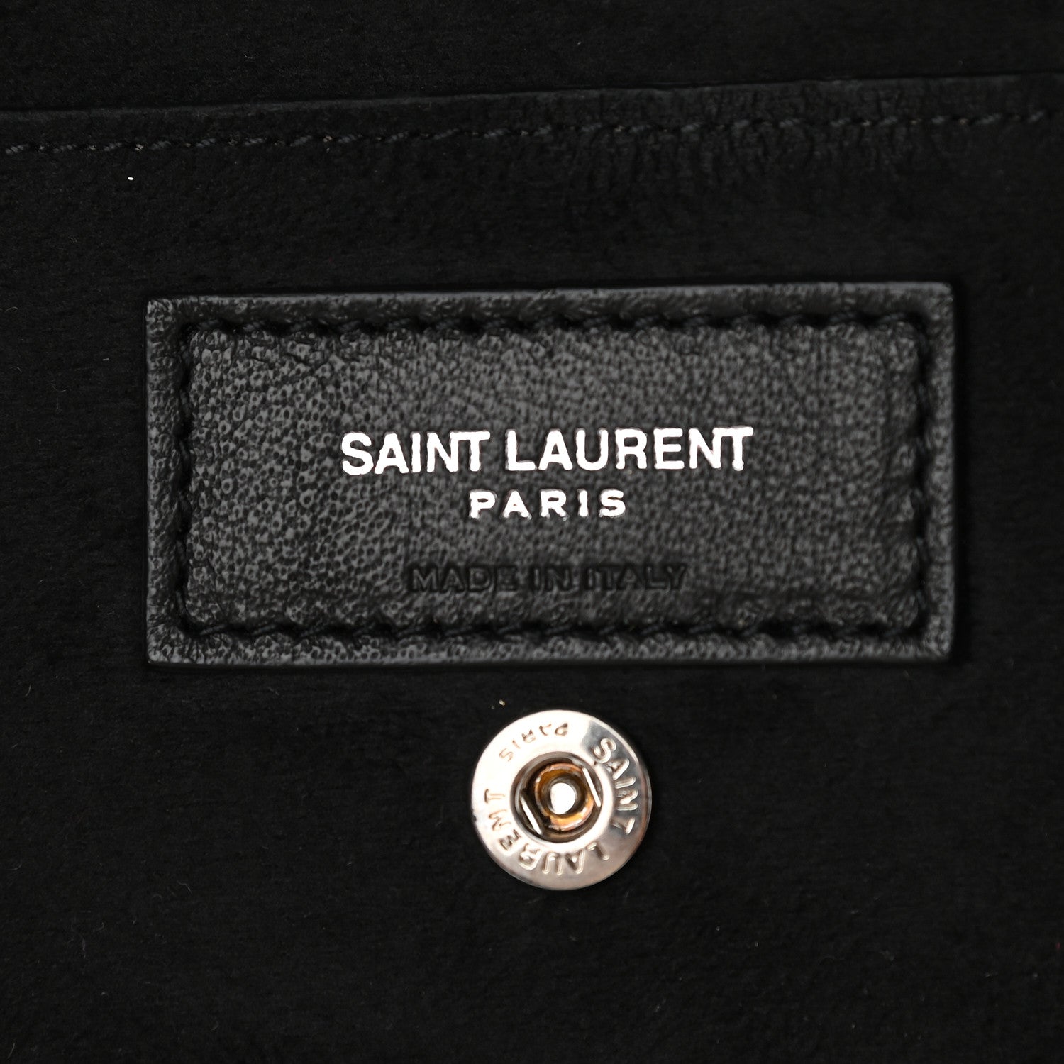 Saint Laurent Canvas Calfskin Teddy Drawstring Shopping Tote White Black 8 of 12