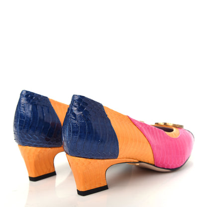 Gucci Snakeskin Crystal Double G Pumps 36.5 Multicolor 4 of 10