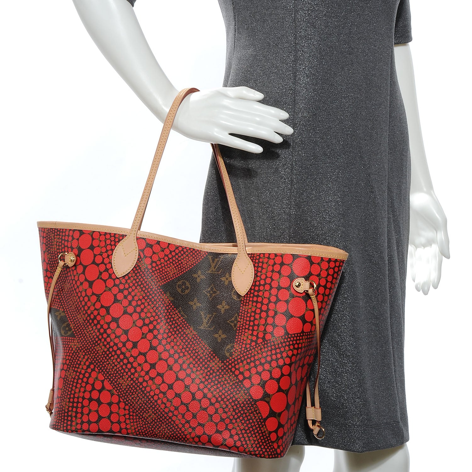 Louis Vuitton Monogram Kusama Waves Neverfull MM Red 2 of 7