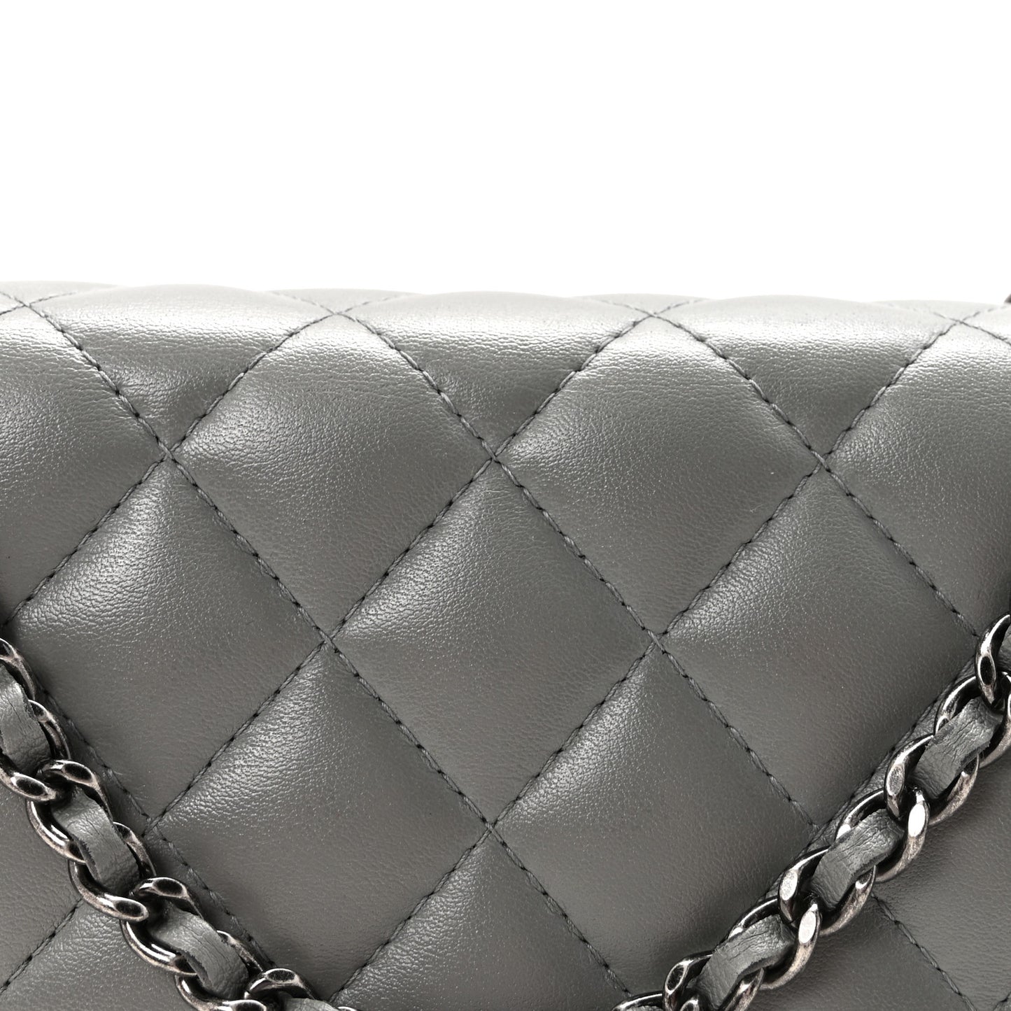 Lambskin Quilted Boy Wallet On Chain WOC Grey