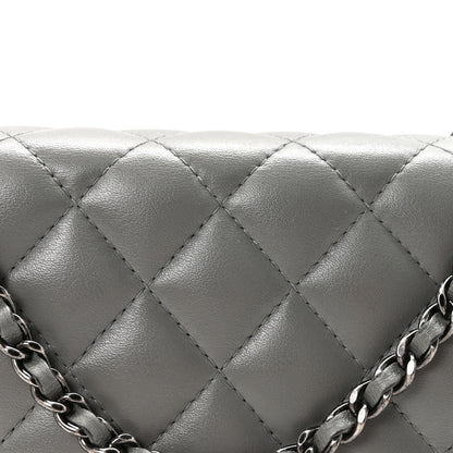 Chanel Lambskin Quilted Boy Wallet On Chain WOC Grey 9 of 12