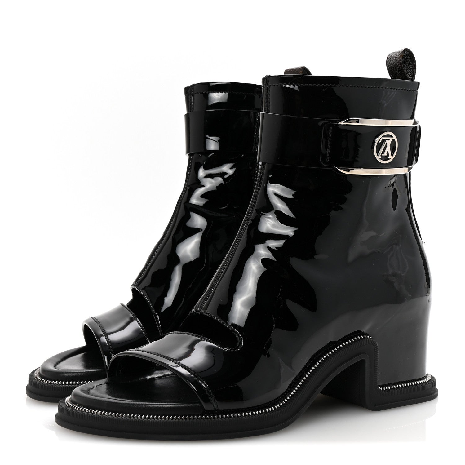 Louis Vuitton Patent Calfskin Moonlight Boots 37 Black 4 of 10