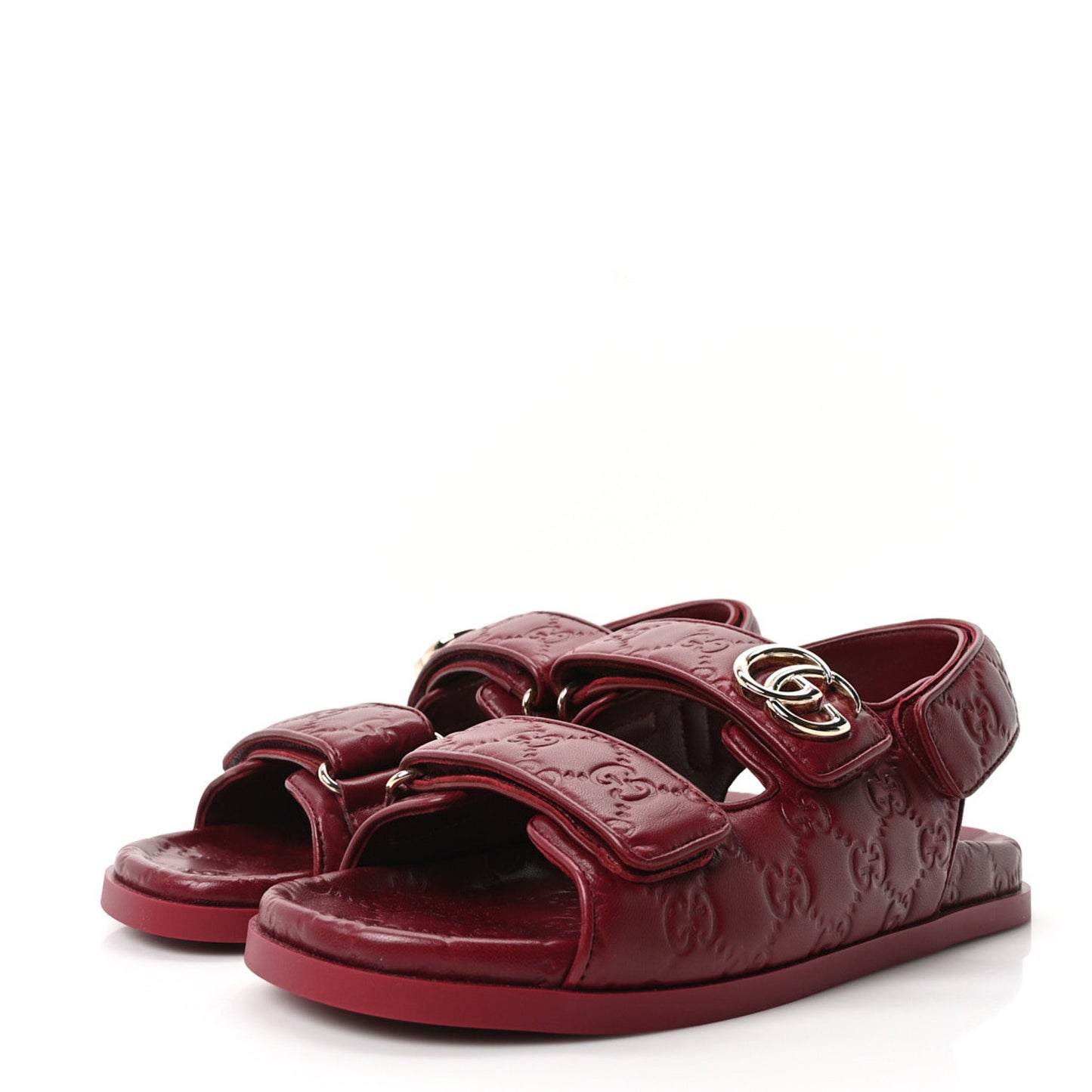 Guccissima GG Embossed Womens Sandals 37 Rosso Ancora