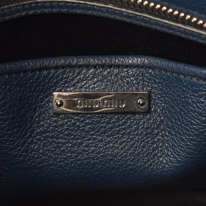 Miu Miu Vitello Phenix Madras Shoulder Bag Oltremare 6 of 13