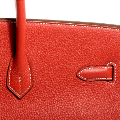 Hermes Taurillon Clemence Eclat Birkin 40 Sanguine White 16 of 20