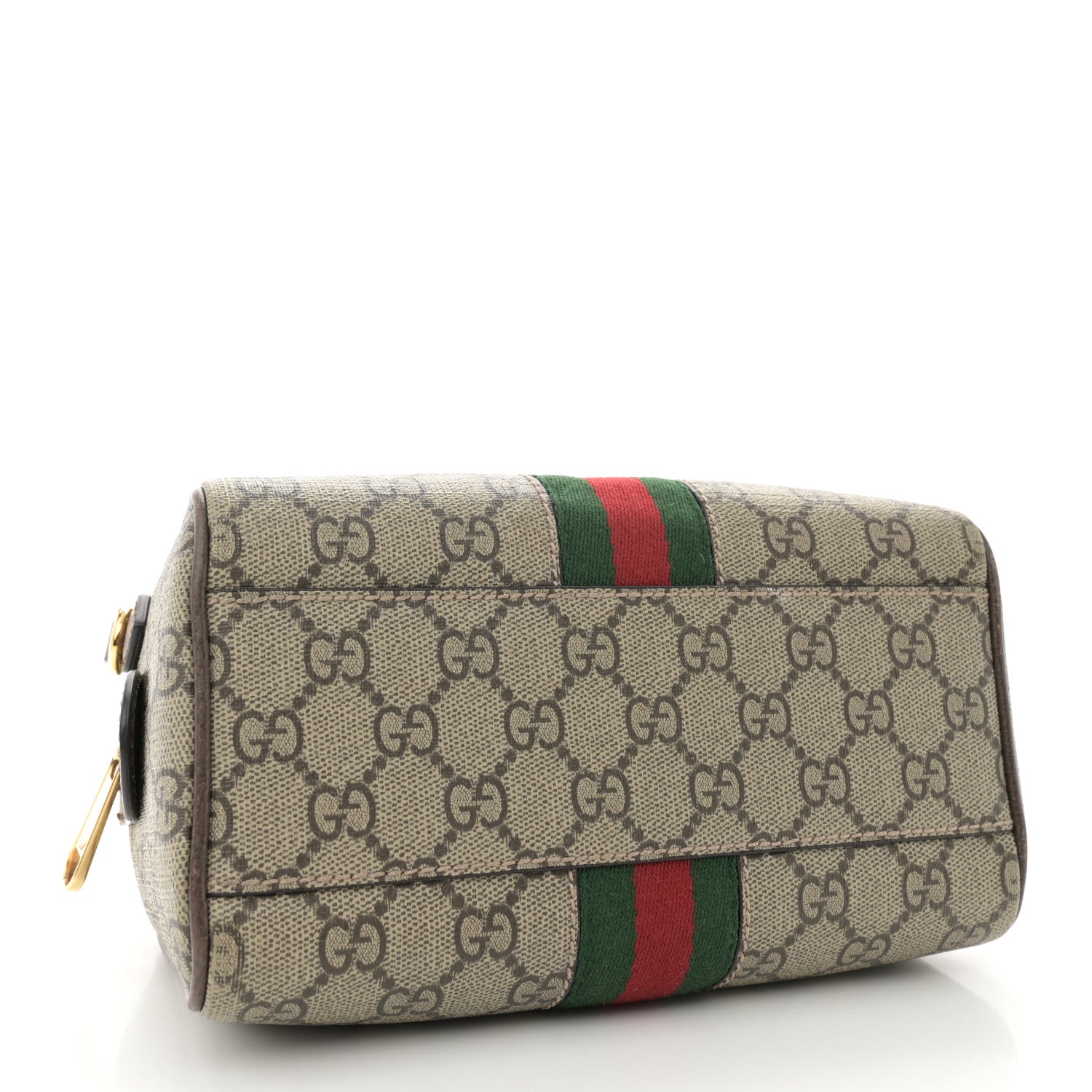Gucci GG Supreme Monogram Textured Dollar Calfskin Web Mini Ophidia Top Handle Bag Beige Ebony New Acero 4 of 12