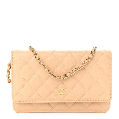 Chanel Caviar Quilted Wallet On Chain WOC Beige 1 of 11