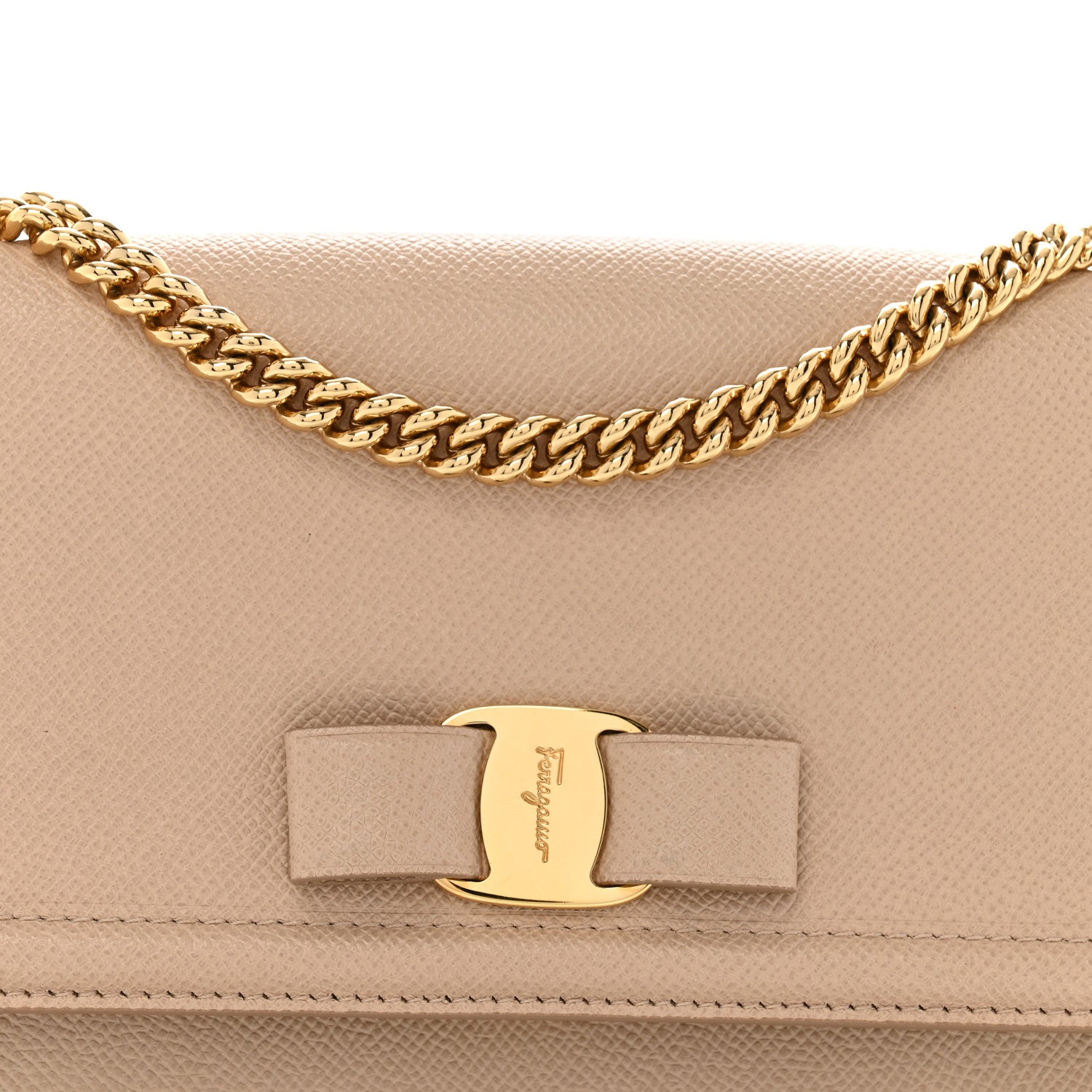 Salvatore Ferragamo Printed Calfskin Ginny Shoulder Bag Beige 9 of 14